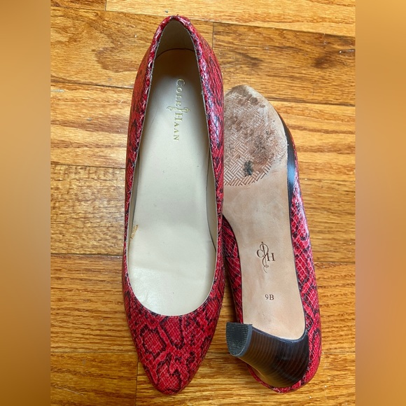 Cole Haan Red Faux Snakeskin 3” Heels / Pumps - Picture 8 of 9